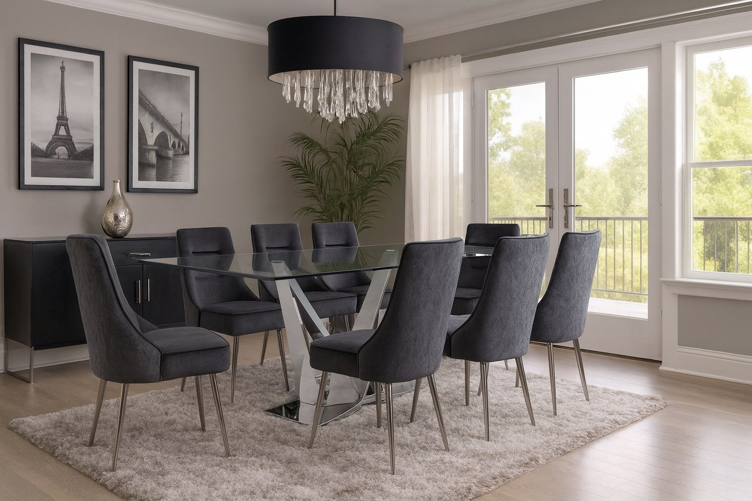 Stainless Steel and Clear Glass Lana Dining Chairs – VEERENZO